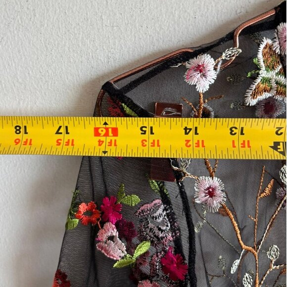 Unbranded Womens Embroidered Floral Cover Up Long Dress Black Size Medium - Picture 2 of 10